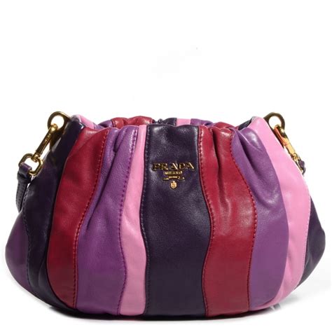 PRADA Nappa Trembled Blossoms Stripes Crossbody Ibisco.